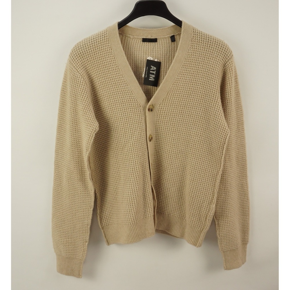 New $550 ATM Anthony Thomas Melillio Men's Medium Cream Wool Cashmere‎ Cardigan